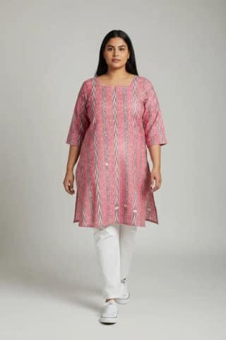 Sambalpuri Ikat Pink-Odisha Handloom Cotton Kurti