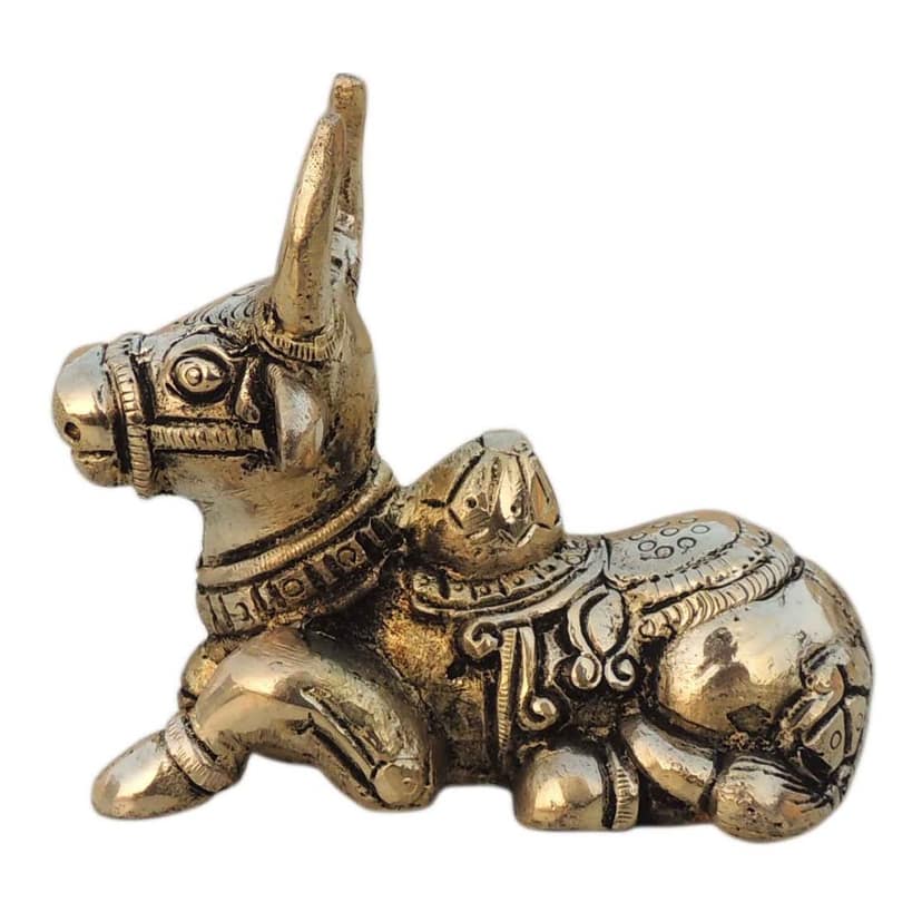 Brass Showpiece Nandi God Idol Statue - Religious Brass Showpiece, Height : 3.2 Inch (BSMAS1530 E) view 2