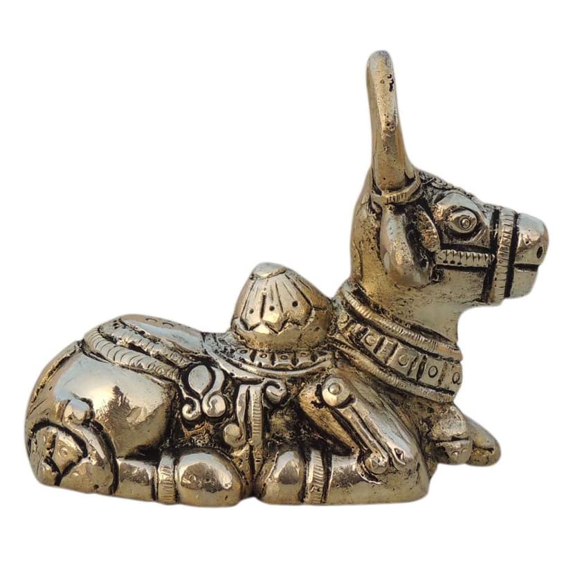 Brass Showpiece Nandi God Idol Statue - Religious Brass Showpiece, Height : 3.2 Inch (BSMAS1530 E) view 3
