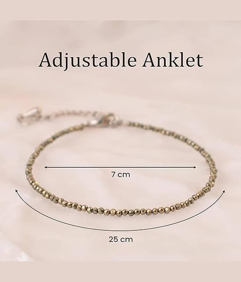 THRIFTKART - Pyrite Nazar Anklet for Women | Stylish Evil Eye Protection Anklet | Crystal Healing Jewelry | Perfect Gift for Women view 2