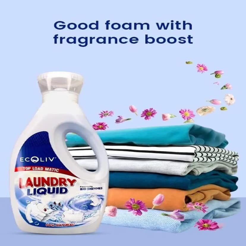 Ecoliv Liquid Laundry 2 Litre Combo|Pack of 2 X 1 Litre Bottle| Removes Tough Stains & Grease| Lasting Fragrance view 4
