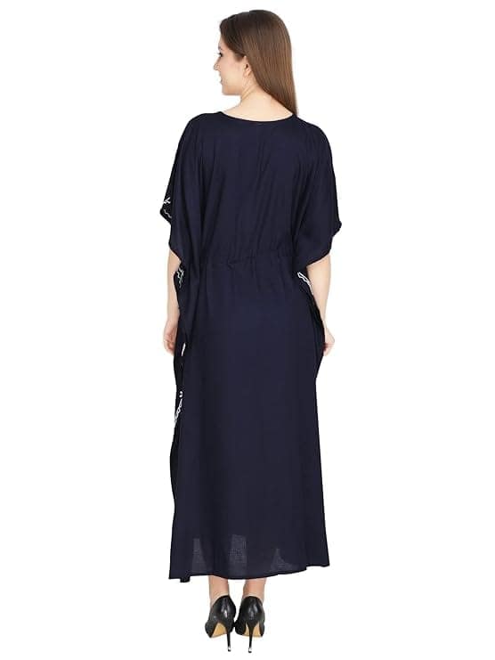 Women's Rayon Kaftan Dress Ladies Sleepwear Night Gown Maxi V-Neck Night Wear view 5