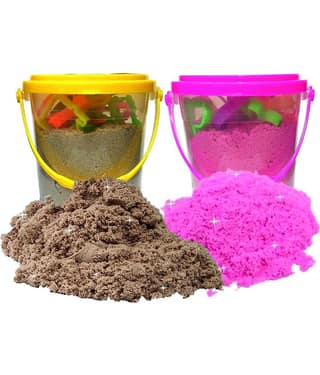 Rabbit 1Kg Magic Flow Sand Buckets Pack of 2 For Kids.(Brown-Pink)