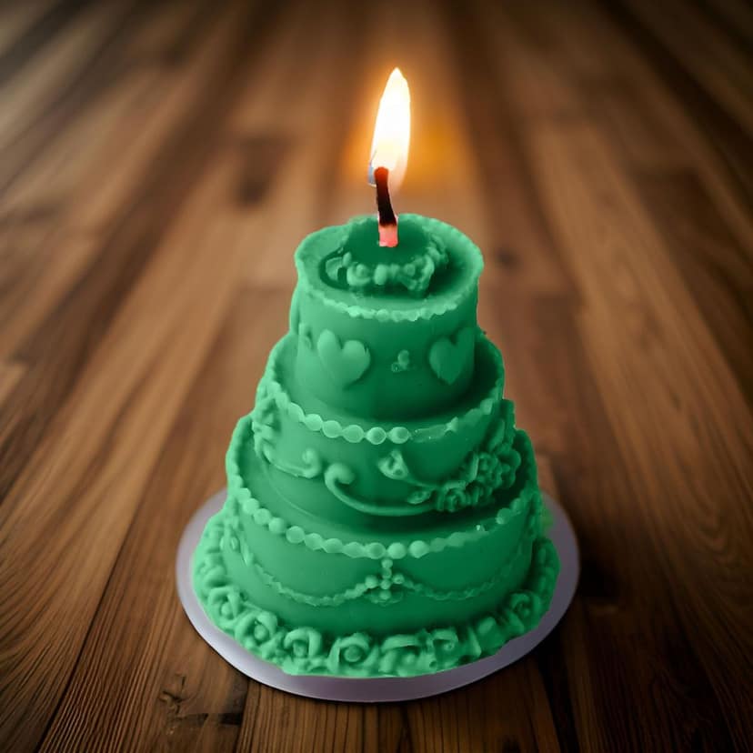 SS Enterprise Organic Soy Wax Cake Shape Designer Candle for Decoration | Scented Aromatic Fragrance Candles | Smoke-Free Cake Candle | Birthday Candle (Pack of 1, Green) view 2