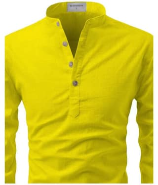 Life Roads Yellow Cotton Kurta Single