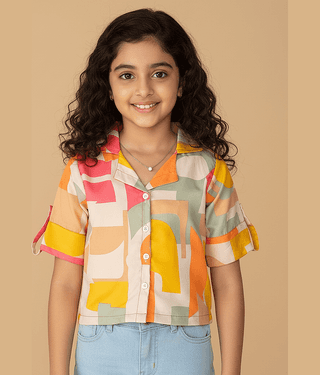 Aarya Designer Pack of 1 Girls Crepe Shirt ( Pink )