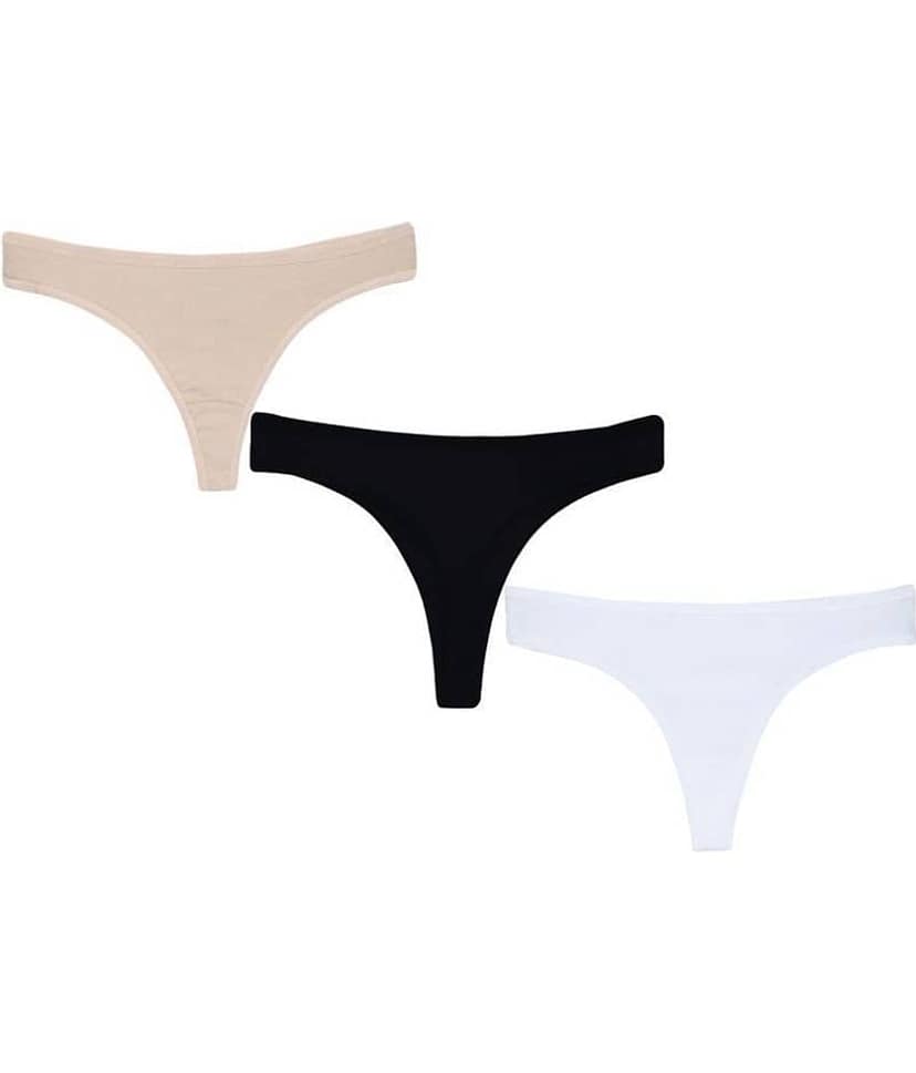 Leading Lady Pack of 3 Cotton Women's Thongs ( Multi Color )