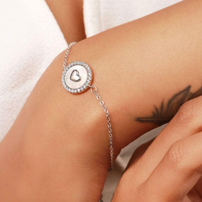 Silver Dainty Heart Bracelet (MOP) view 2