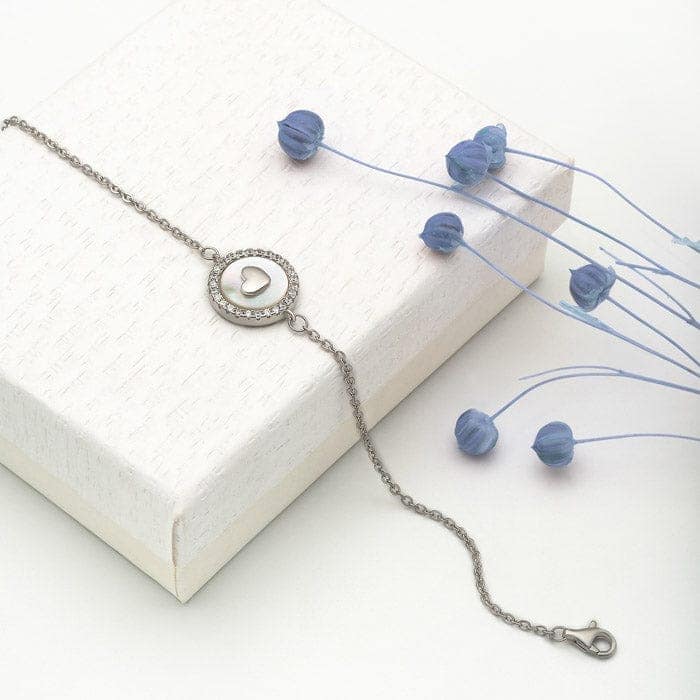 Silver Dainty Heart Bracelet (MOP) view 3