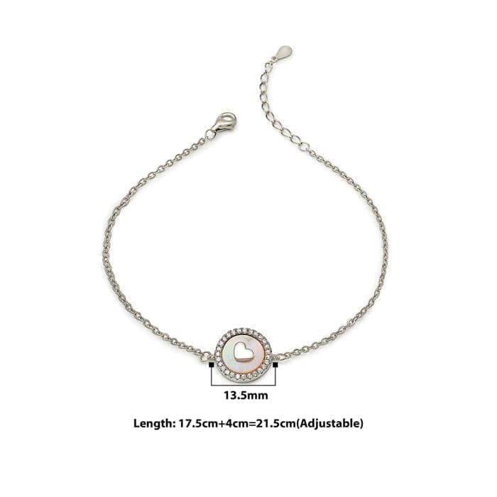 Silver Dainty Heart Bracelet (MOP) view 4