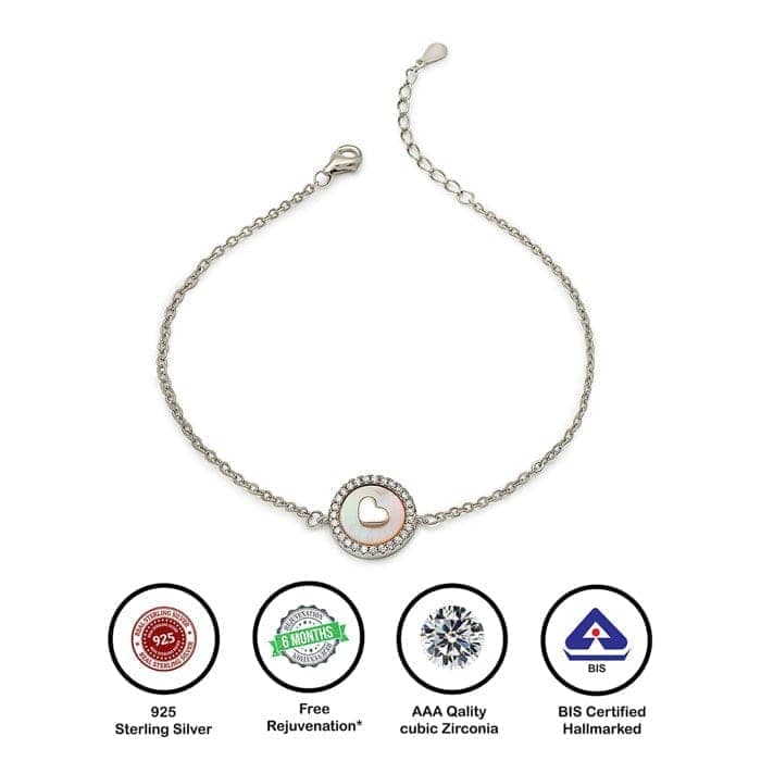 Silver Dainty Heart Bracelet (MOP) view 6