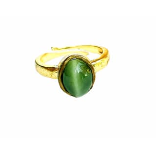 RS GEMSEXPORT Brass Cat's Eye Gold Plated Ring Brass Cat's Eye Gold Plated Ring