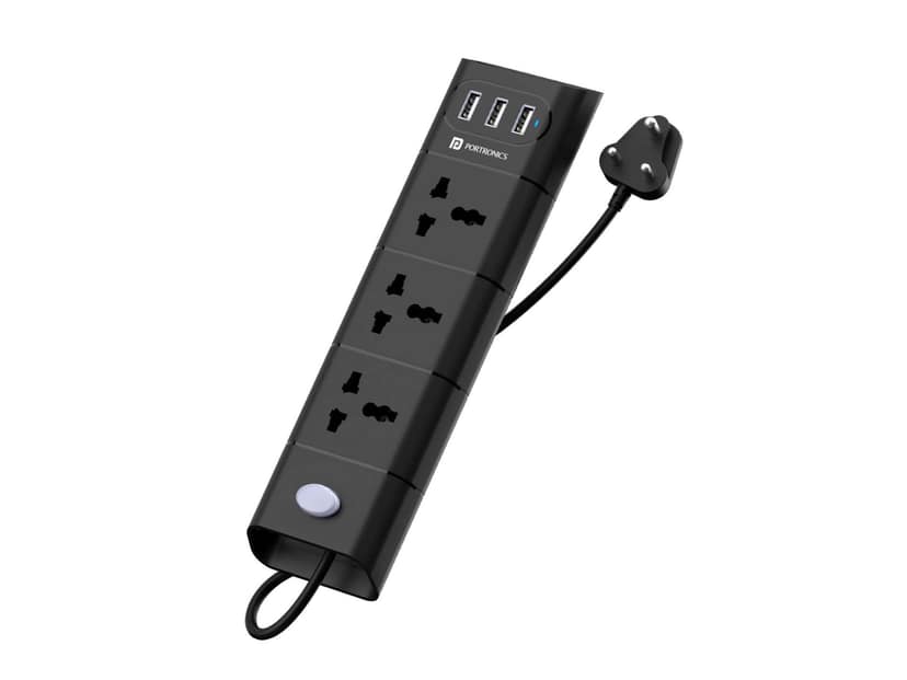 Portronics Power Plate II, 2.1A output, 1500 Watt input, Overload protection