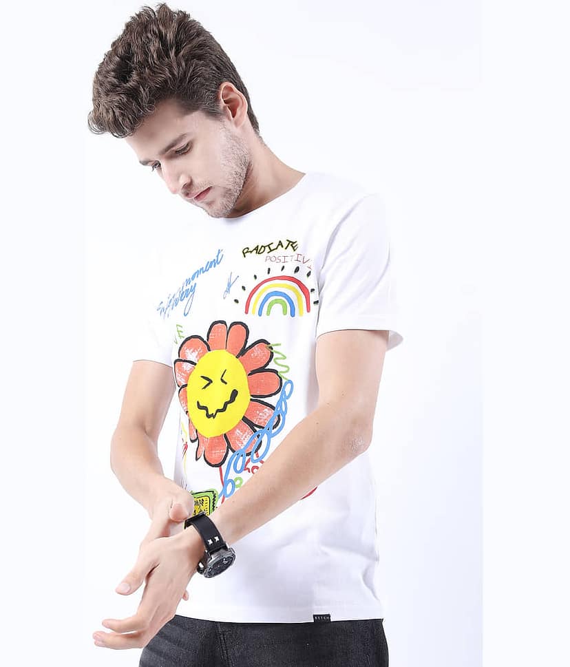 Ketch Pack of 1 100% Cotton Slim Fit Men's T-Shirt ( White )