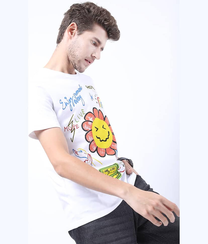 Ketch Pack of 1 100% Cotton Slim Fit Men's T-Shirt ( White ) view 3