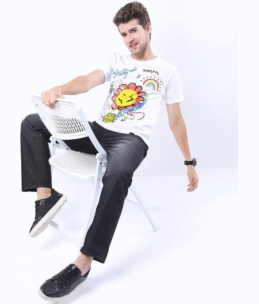 Ketch Pack of 1 100% Cotton Slim Fit Men's T-Shirt ( White ) view 5