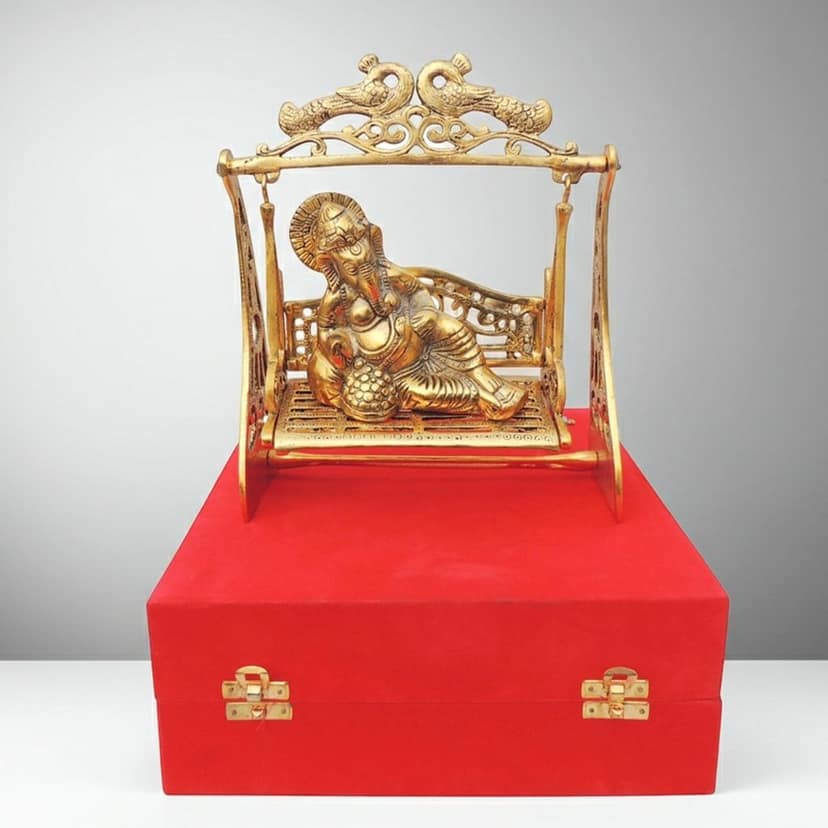 Aluminium Showpiece Garden Jhula Ganesh (ASMAS459 G)