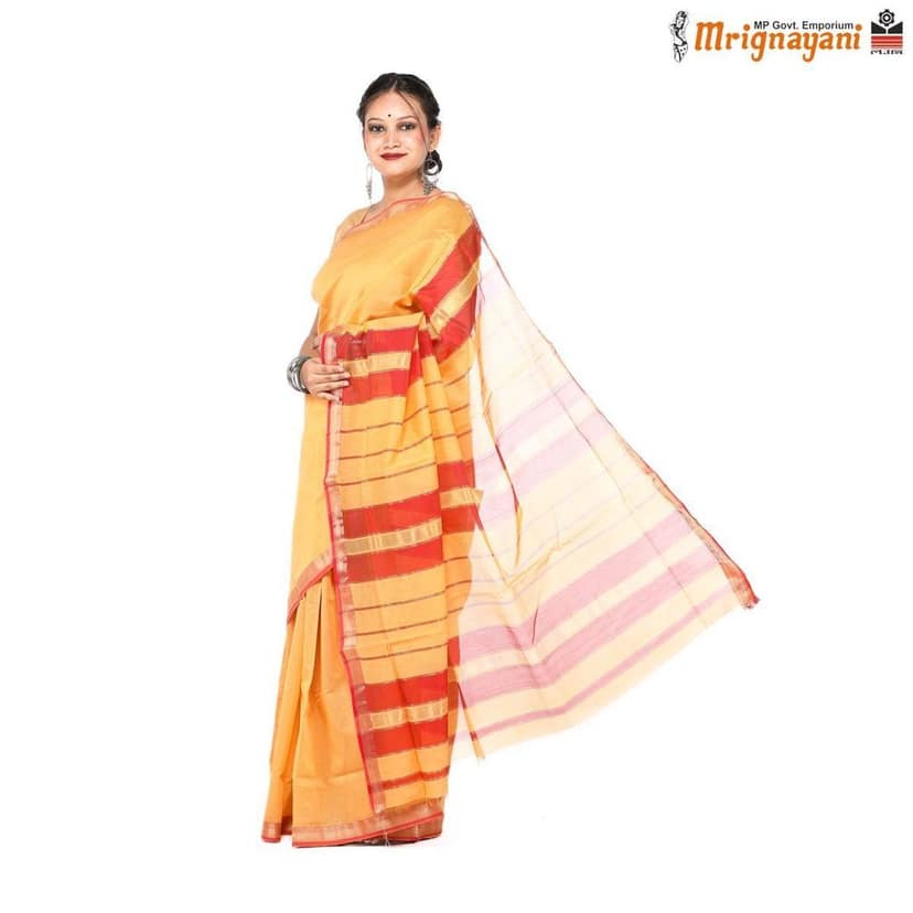 HANDLOOM MAHESHWARI SILK SAREE WITH BLOUSE (SKU - 3S0109230422, SAREE-1129) view 3