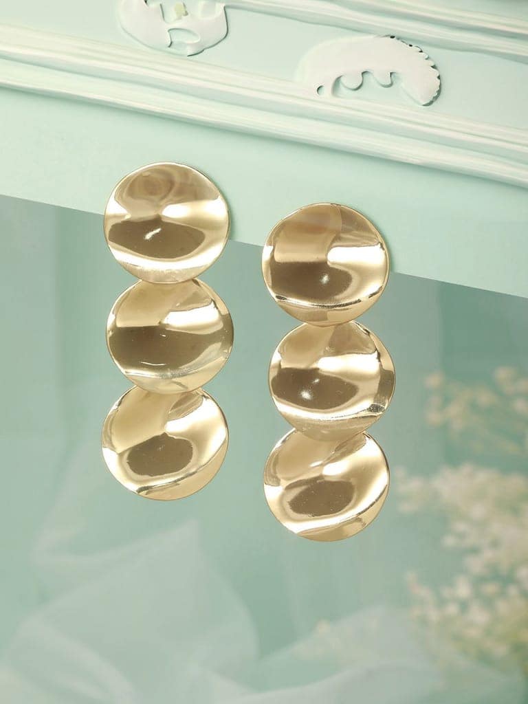 Anti-Tarnish Gold Plated Hammered Statement Dropdown Earrings view 2