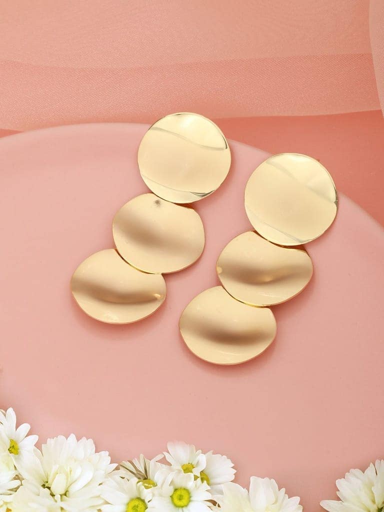 Anti-Tarnish Gold Plated Hammered Statement Dropdown Earrings view 6