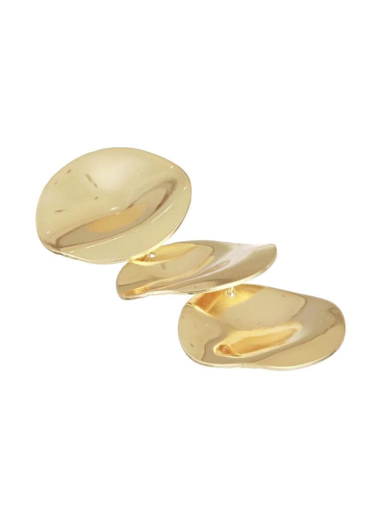 Anti-Tarnish Gold Plated Hammered Statement Dropdown Earrings view 7
