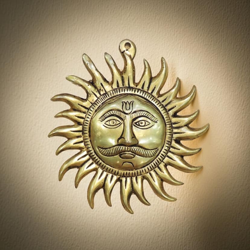 Brass Sun Wall Hanging | Surya Dev Vastu Decorative Showpiece, Height : 7.2 Inch (BSMAS1843 B)