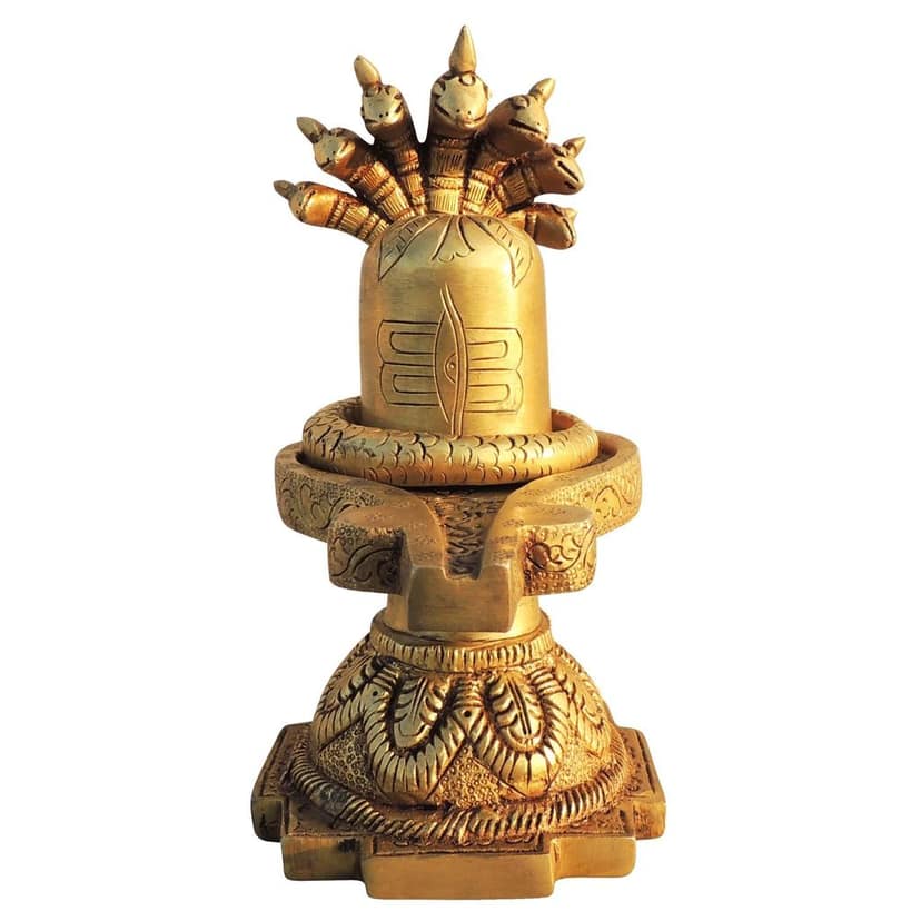 Brass Shivling God Idol - Pooja Room Decorative Lingam, Height : 9.5 Inch (BSMAS1685 F) view 3