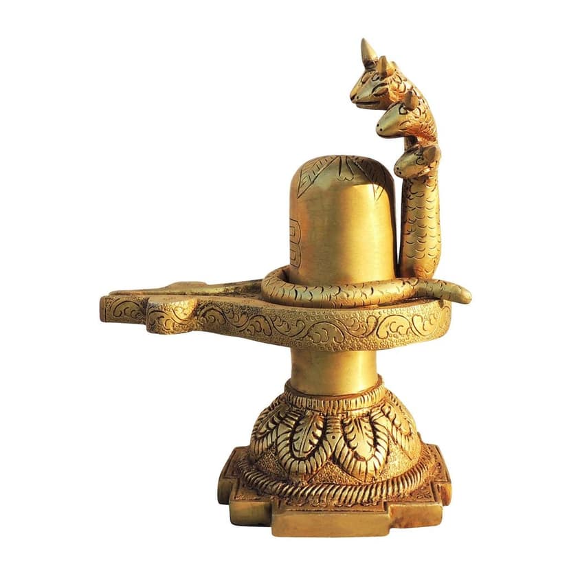 Brass Shivling God Idol - Pooja Room Decorative Lingam, Height : 9.5 Inch (BSMAS1685 F) view 4