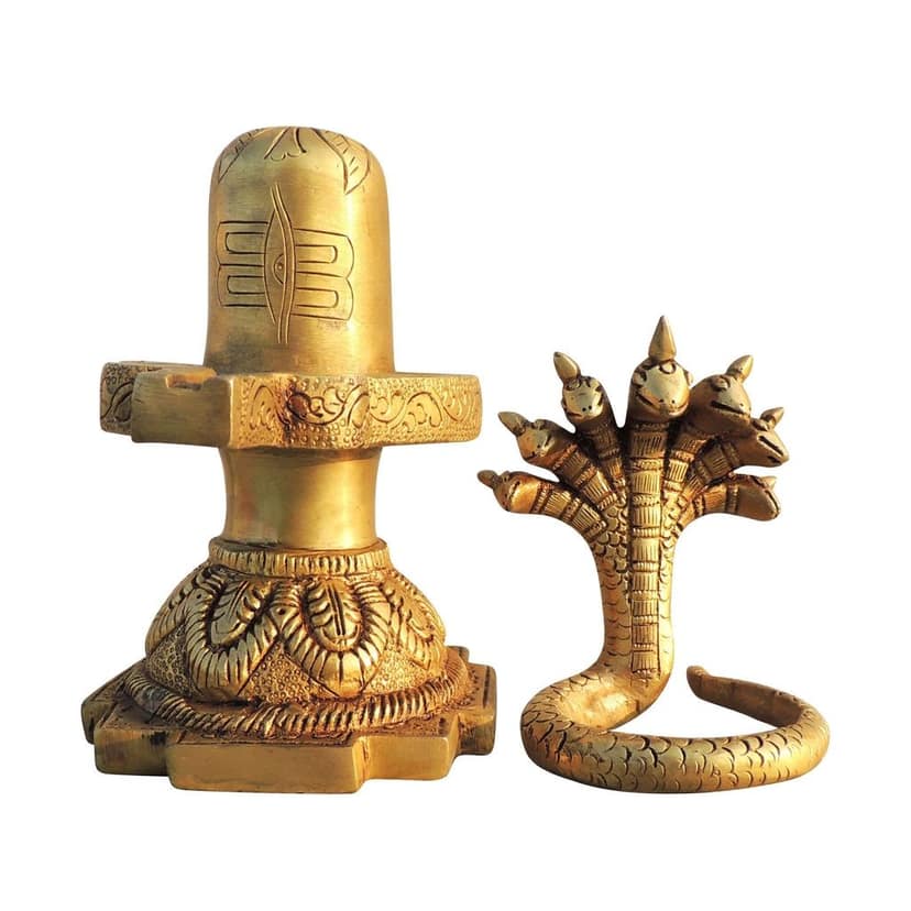 Brass Shivling God Idol - Pooja Room Decorative Lingam, Height : 9.5 Inch (BSMAS1685 F) view 5