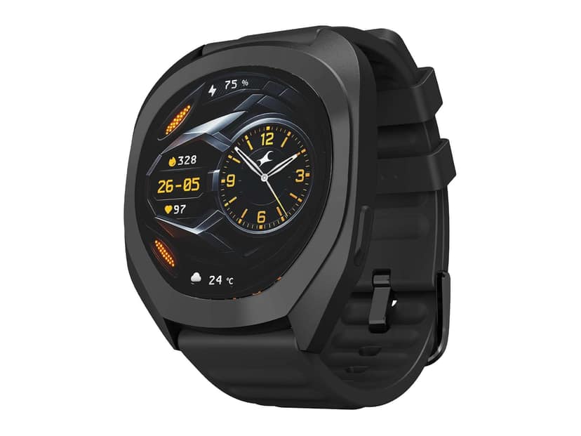 Fastrack Cosmix 1.32" AMOLED Display Metal Case Smart Watch with Heart Rate Monitor, AI Watchface & Chat - Black