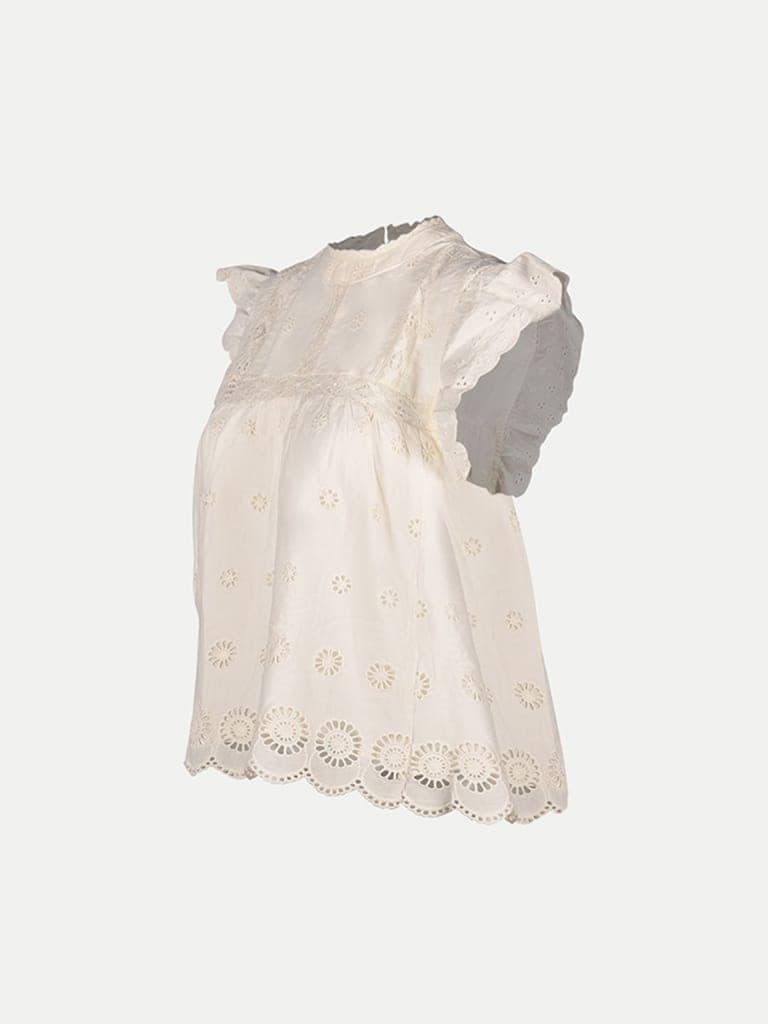 Women White Embroidery Blouse view 2