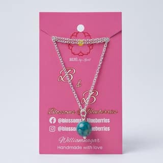 Handcrafted Turquoise Bead Silver-Tone Necklace
