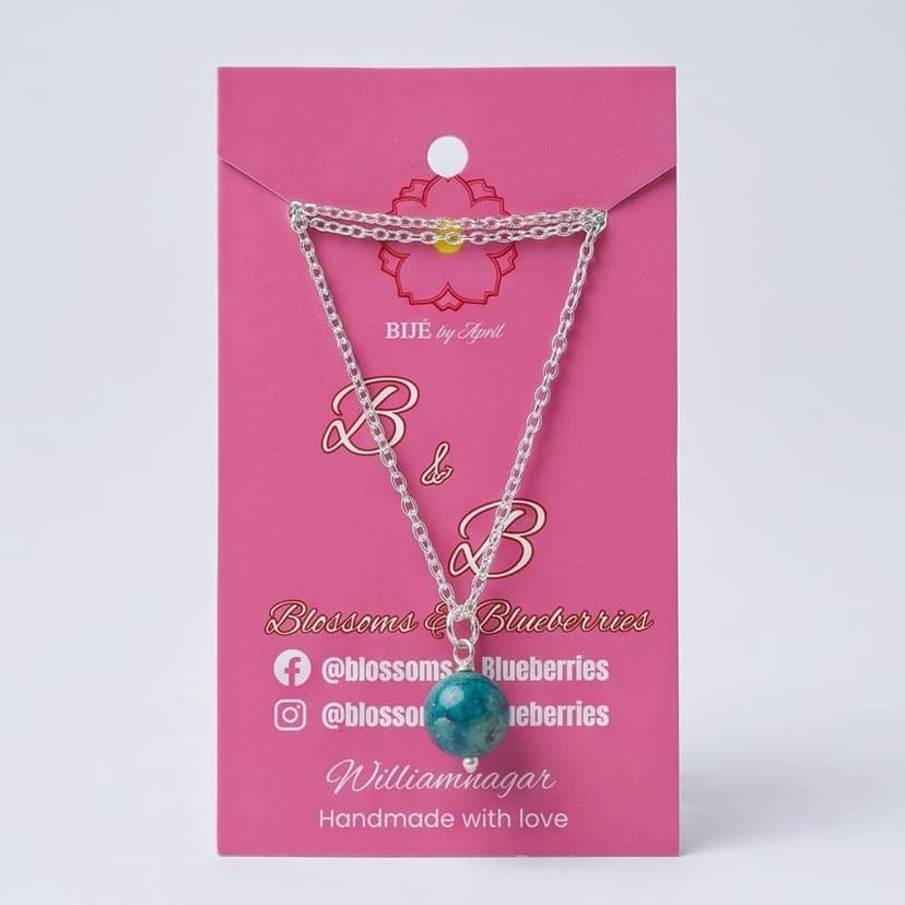 Handcrafted Turquoise Bead Silver-Tone Necklace