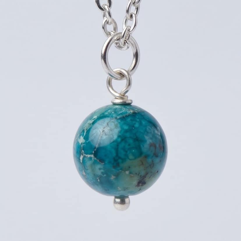 Handcrafted Turquoise Bead Silver-Tone Necklace view 2
