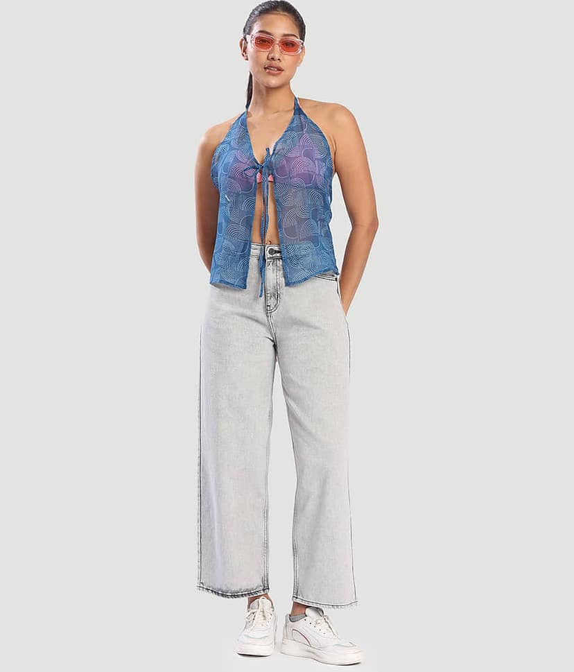 Bene Kleed Women's Baggy Fit Mid-Rise Jeans ( Light Grey ) view 5