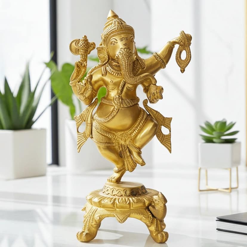 Brass Showpiece Dancing Ganesh Statue (BSMAS211)