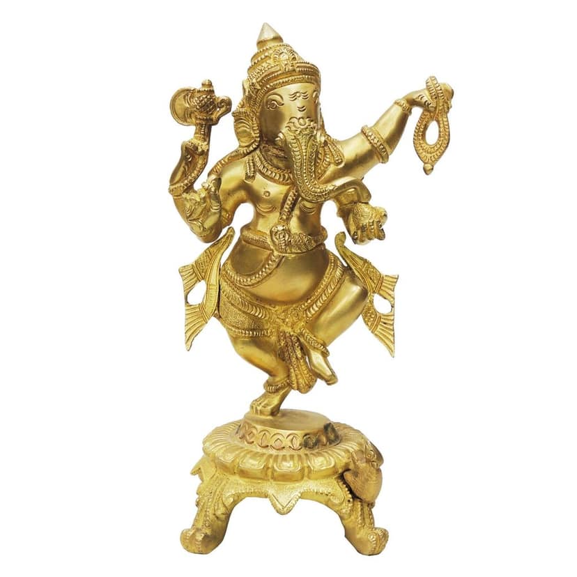 Brass Showpiece Dancing Ganesh Statue (BSMAS211) view 2
