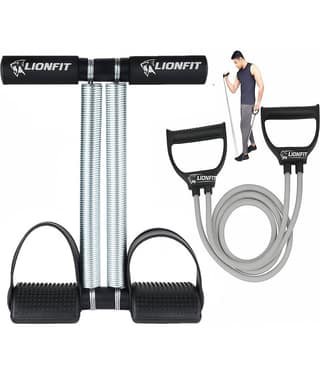 LIONFIT® Double Spring Tummy Trimmer with Resistance Tube for Men & Women | Home Gym Combo for Abs, Arms, Chest, Legs & Full Body Workout