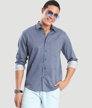 IVOC 100% Cotton Regular Fit Checks Full Sleeves Men's Casual Shirt - Navy ( Pack of 1 )