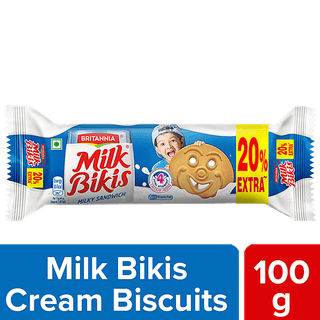 Britannia Milk Bikis Milky Sandwich Biscuits, 100 g