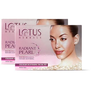 Lotus Herbals Radiant Pearl Cellular 1 Facial Kit For Deep Cleaning With Pearl Extracts Green Tea 37G (Pack Of 2)