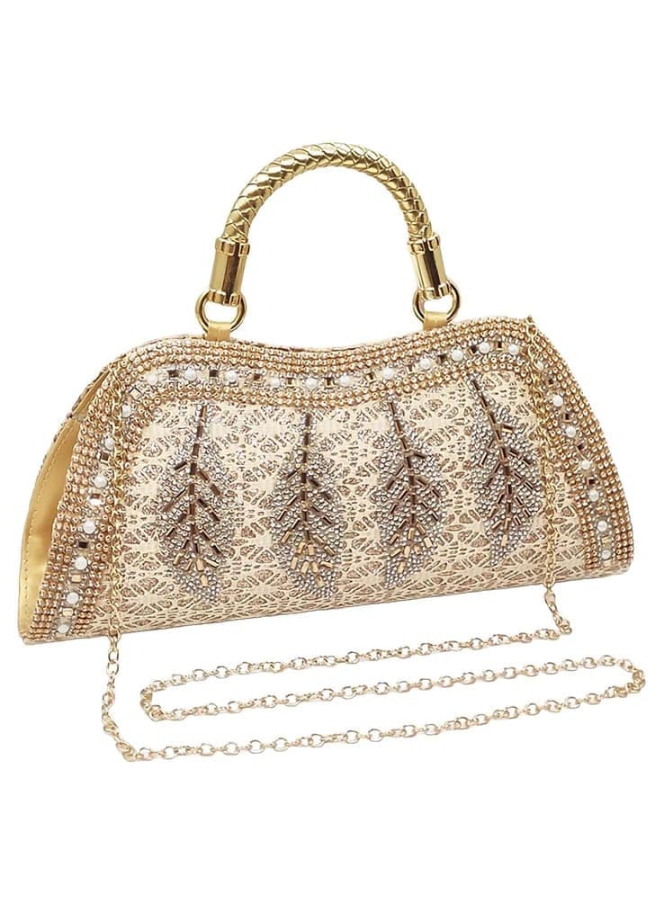 Magnifique Women's Hand/Sling/Side Bag/purse Polyurethane Western (Gold)
