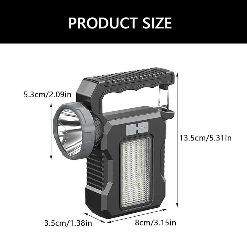 1Set, Solar Flashlights for Emergencies,LED Camping Lights,Multi-Functional Flashlights for Emergencies,Solar + USB Dual Charging Perfect for Power Outages,Outdoor Camping. view 2