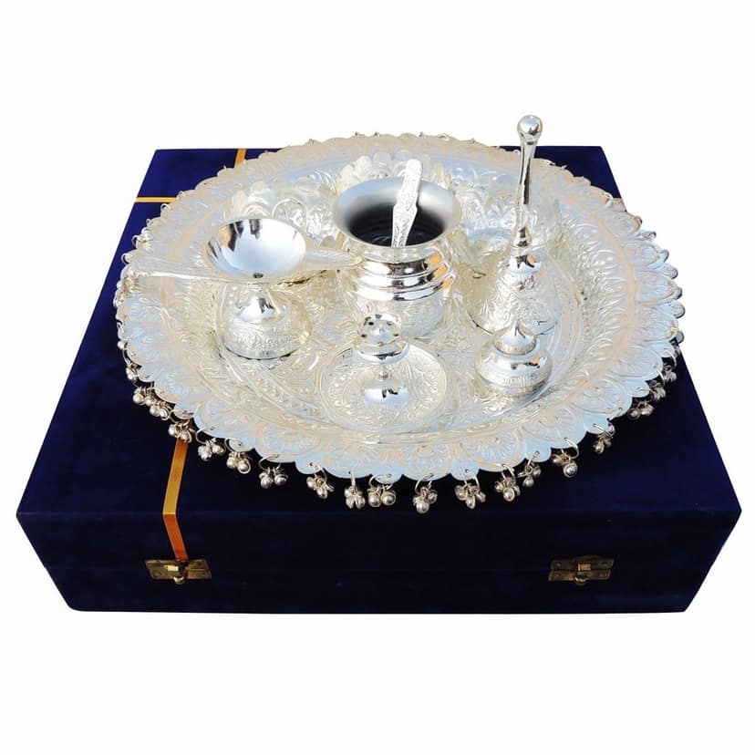 Brass Puja Thali Set With Valvet Box (BMAS295 D) view 2