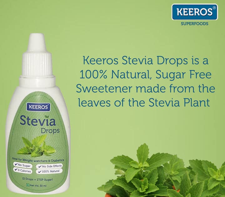 Keeros Stevia Drops Liquid Sweetener - 100% Natural Extract Of Stevia Leaves, Zero Calories, Zero GI Sugar Substitute, Ideal for Diabetics & Weight Watchers, 30 ml view 2