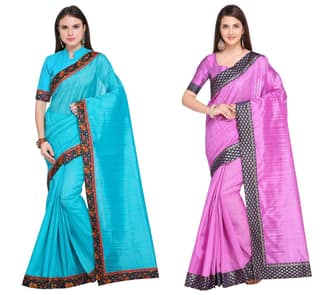 Florence Art Silk Saree with Blouse Piece (Pack of 2)