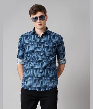 Paul Street - Navy Blue 100% Cotton Slim Fit Men's Casual Shirt ( Pack of 1 )