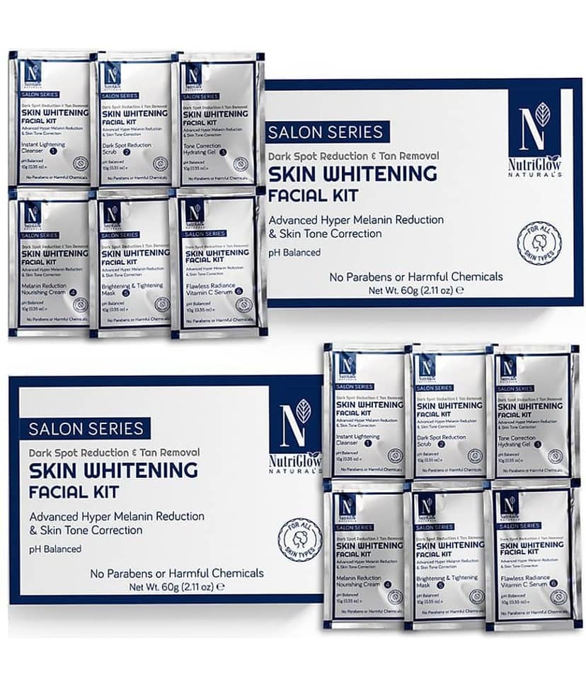 NutriGlow NATURAL'S Advanced Pro Formula Skin Whitening Facial Kit for Skin Tone Correction, Each 60gm (Pack of 2)