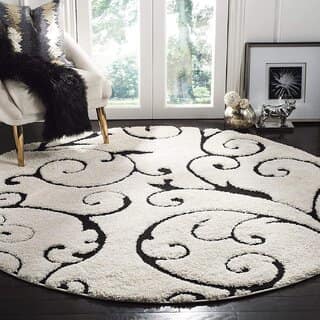 GALLERY HOME Silky Smooth Anti-Skid Shaggy Round Carpet with 2 inch Thickness (6 x 6 Round, Ivory F1)