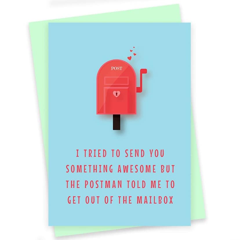 Rack Jack funny romantic greeting card with envelope - mailbox